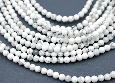 White Howlite Gemstone Beads, 4mm, Round